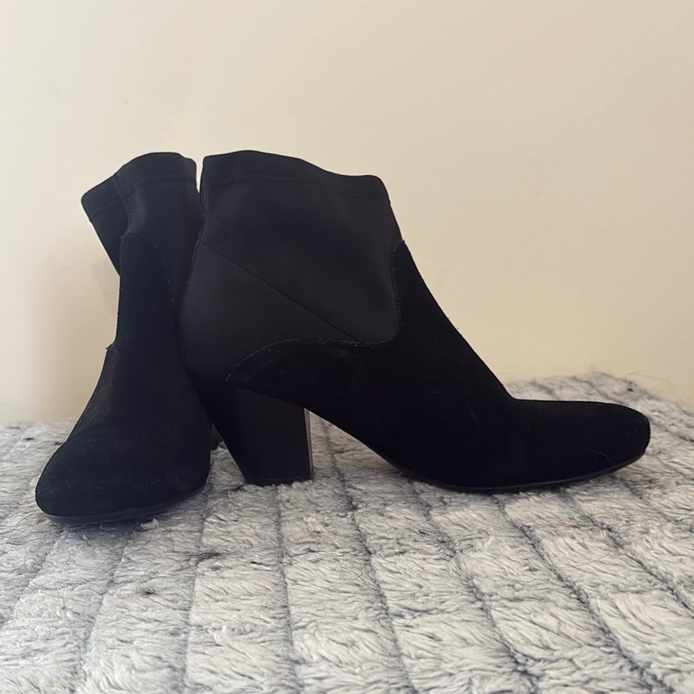 Vaneli Black Ankle Booties with Chunky Heel